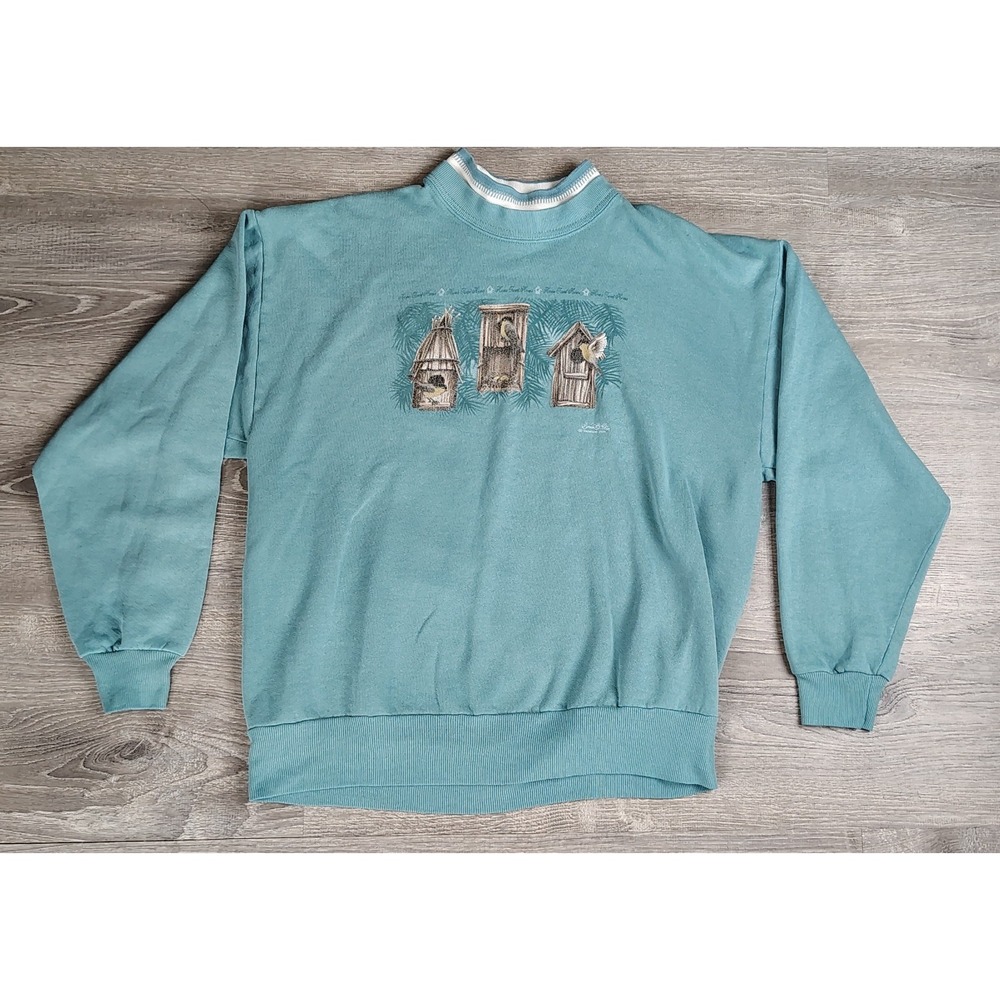 Vintage Morning Sun Sweatshirt Adult Blue Bird House Crewneck NO SIZE